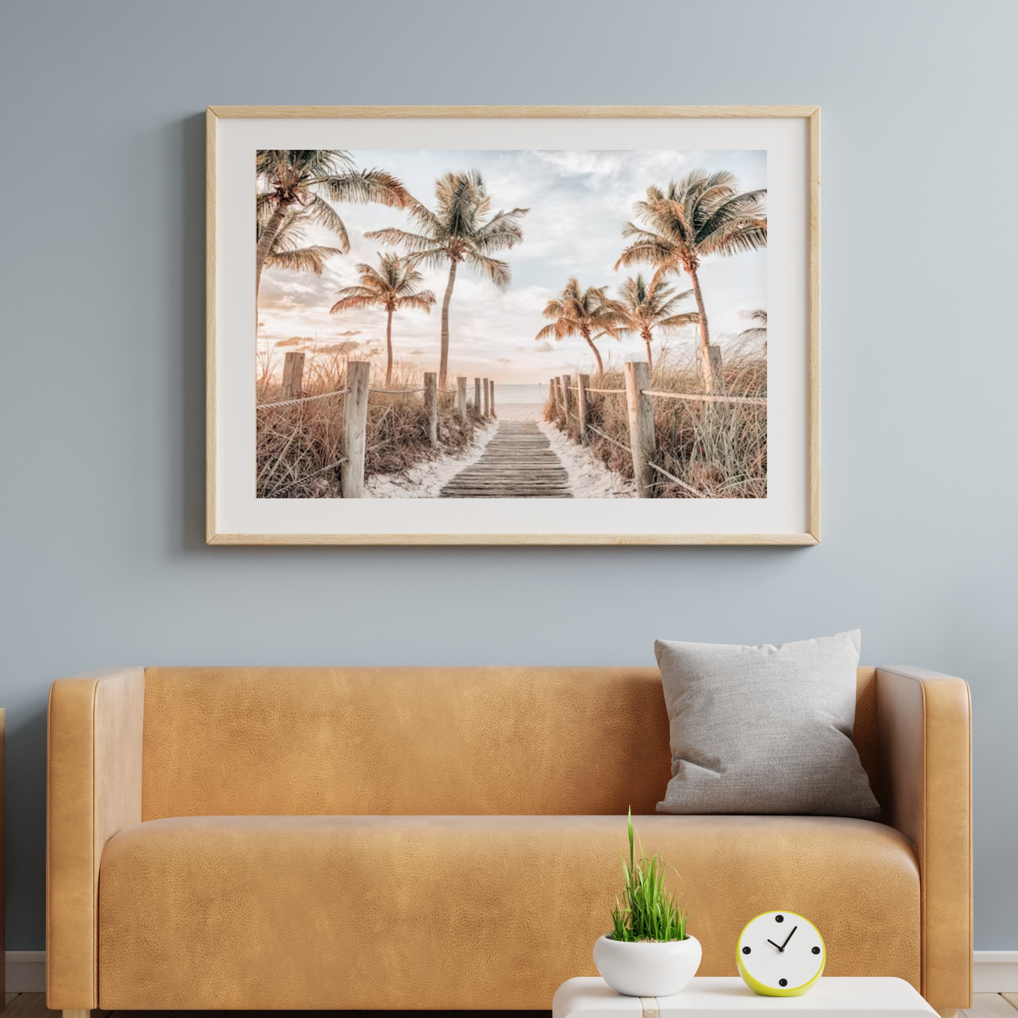 Beach Path With Palm Trees Photographic Art Print