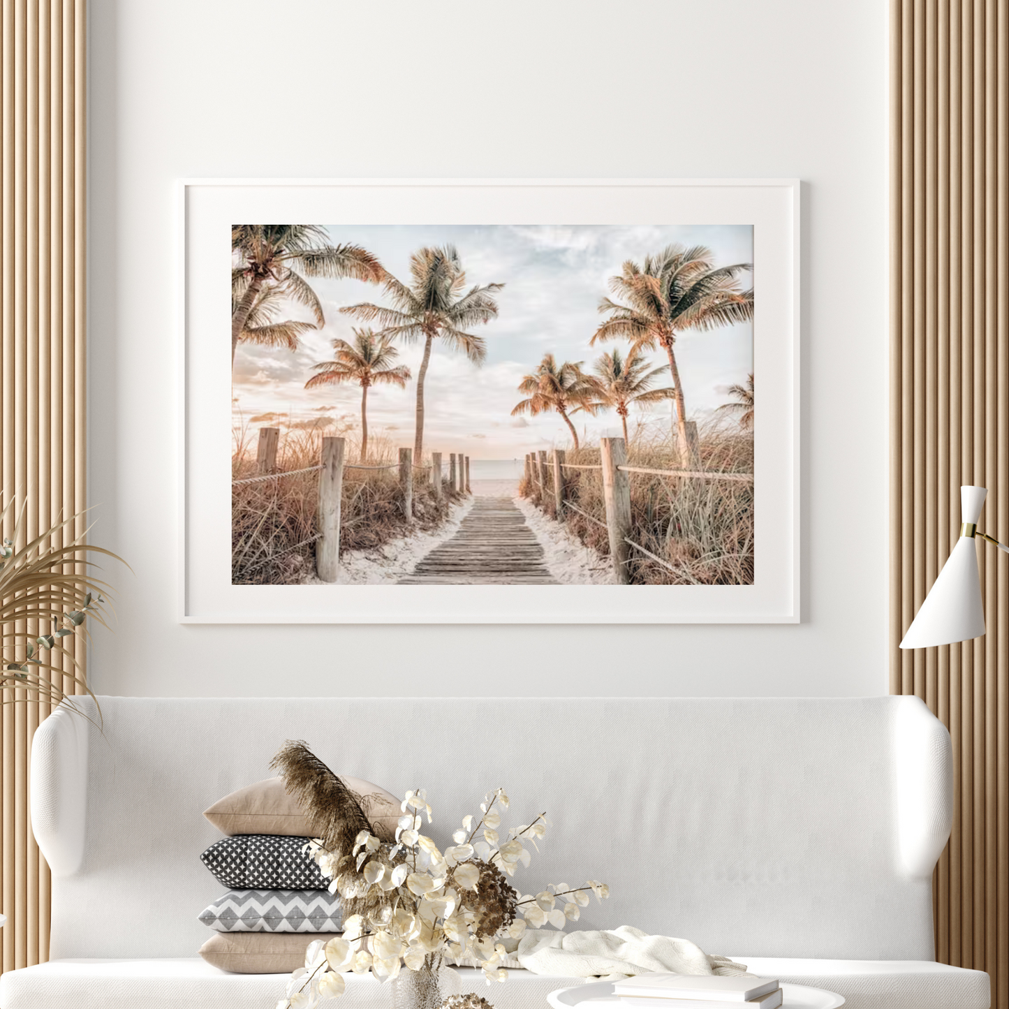 Beach Path With Palm Trees Photographic Art Print