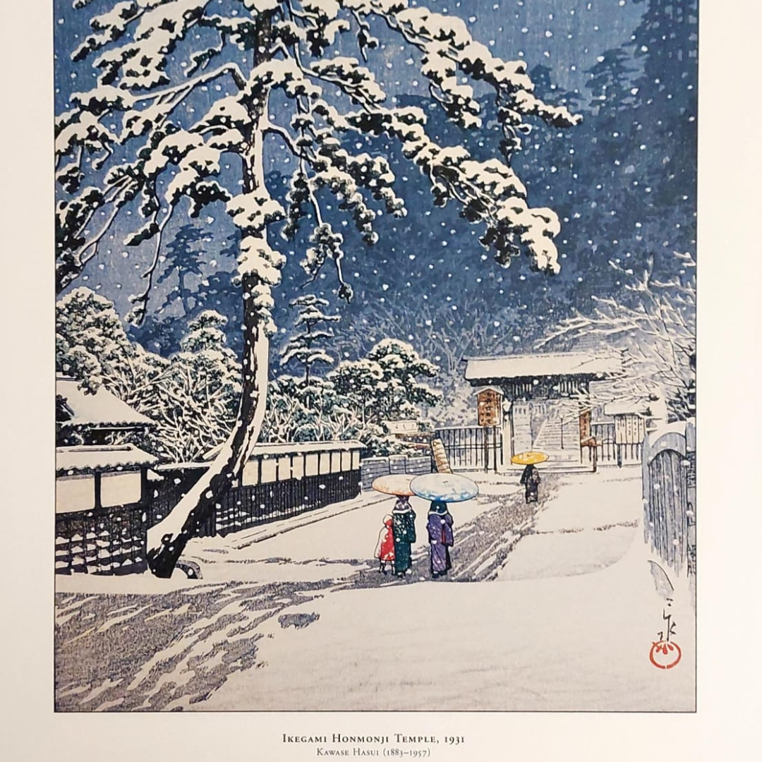 Ikegami Honmonji 1931 - Framed Kawase Hasui Wood Block Print