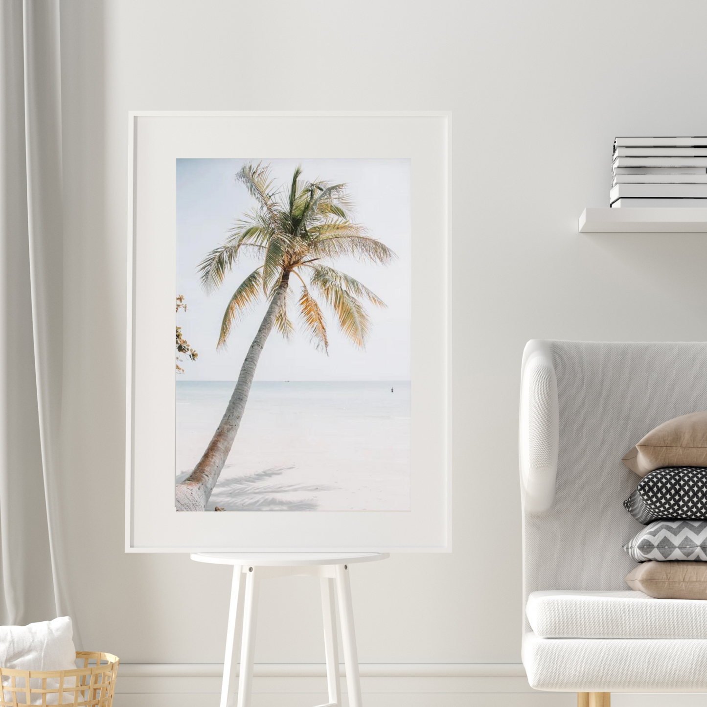 Palm Tree on White Sand Photographic Print