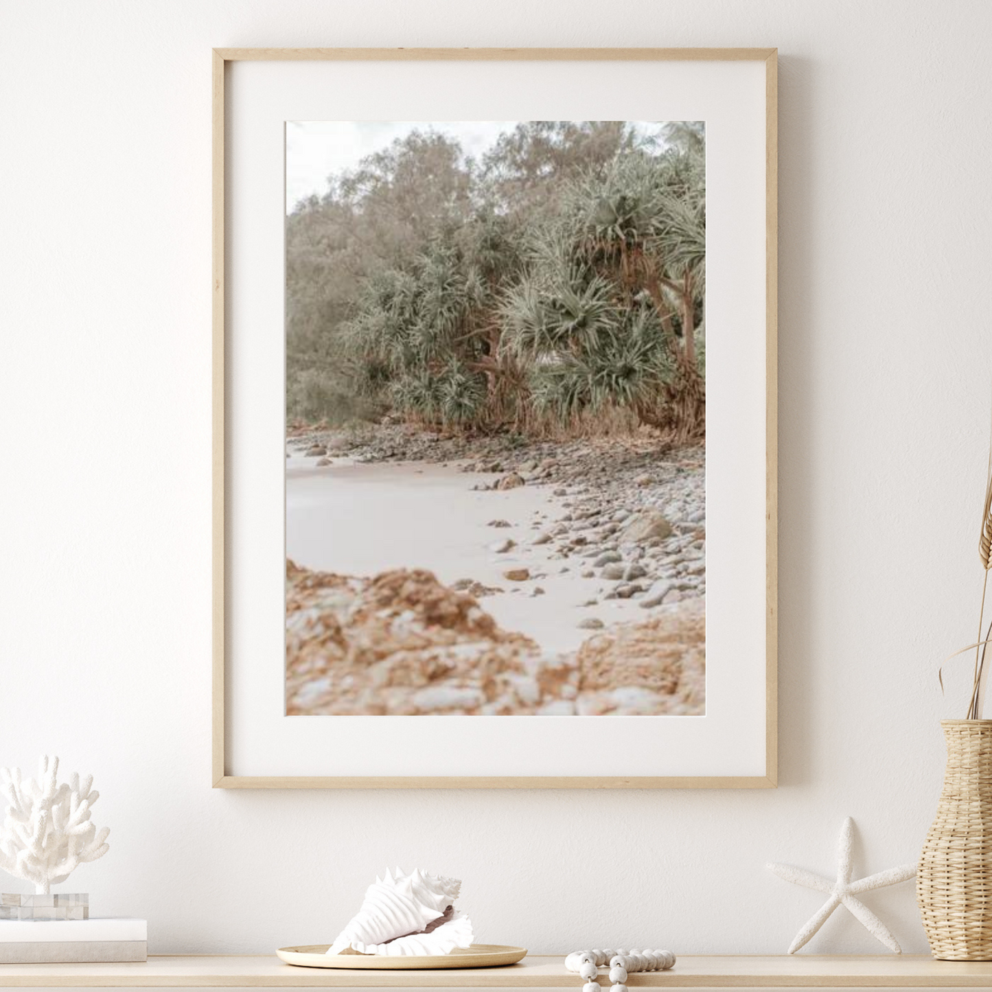 Pandanus Trees On Rocky Shoreline Photographic Print