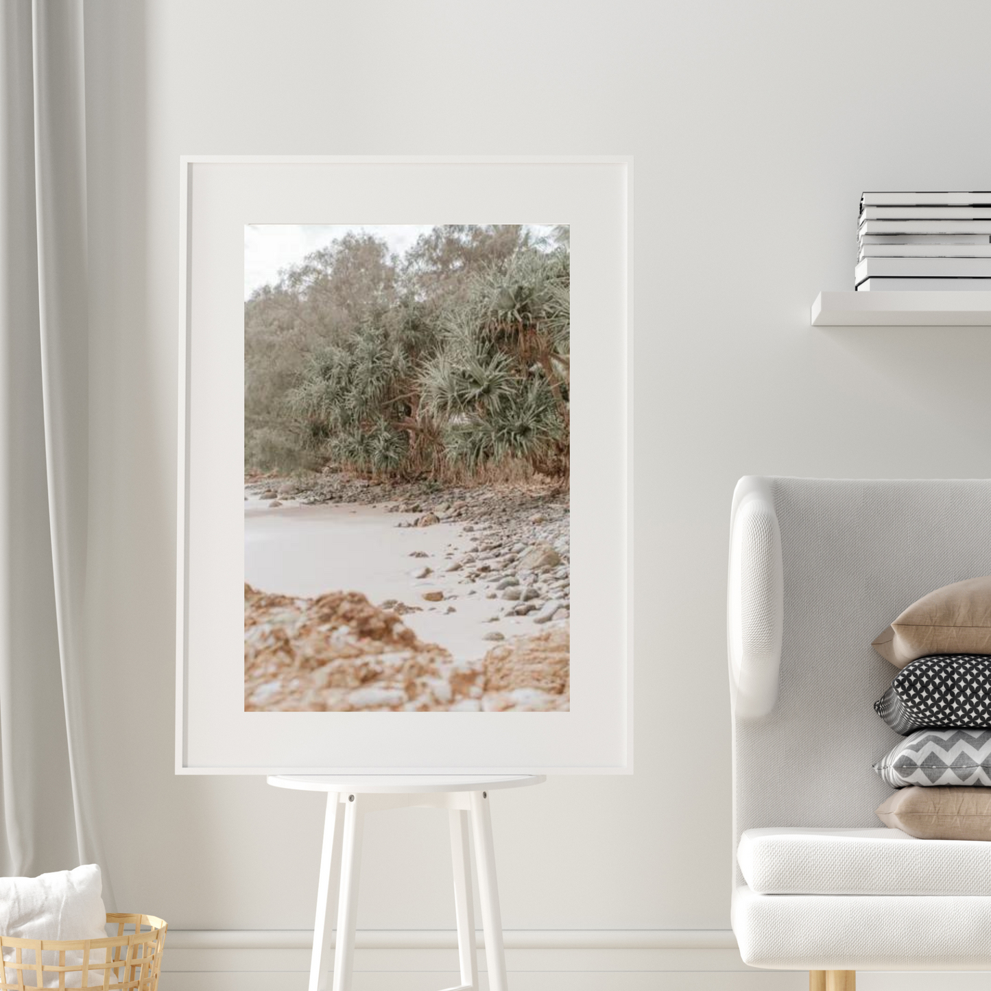 Pandanus Trees On Rocky Shoreline Photographic Print