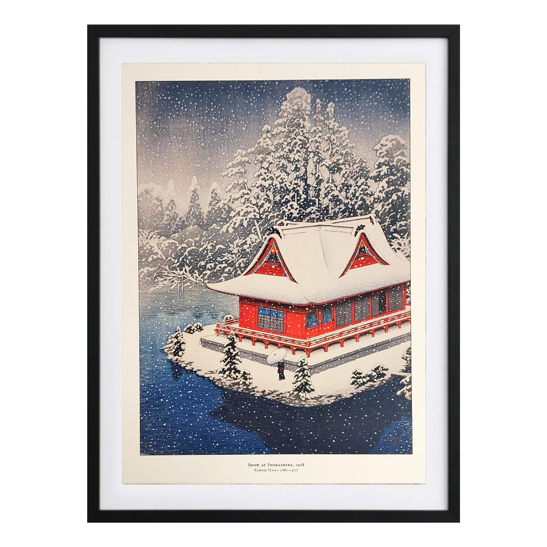 Snow at Inokashira 1928 - Framed Kawase Hasui Wood Block Print