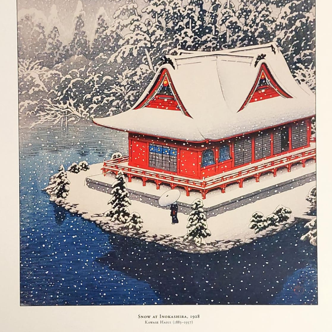 Snow at Inokashira 1928 - Framed Kawase Hasui Wood Block Print