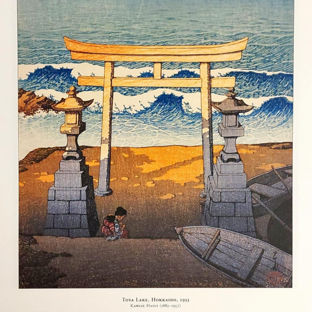Toya Lake, Hokkaido 1933 - Framed Kawase Hasui Wood Block Print
