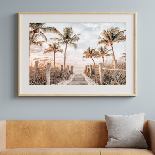 Beach Path With Palm Trees Photographic Art Print