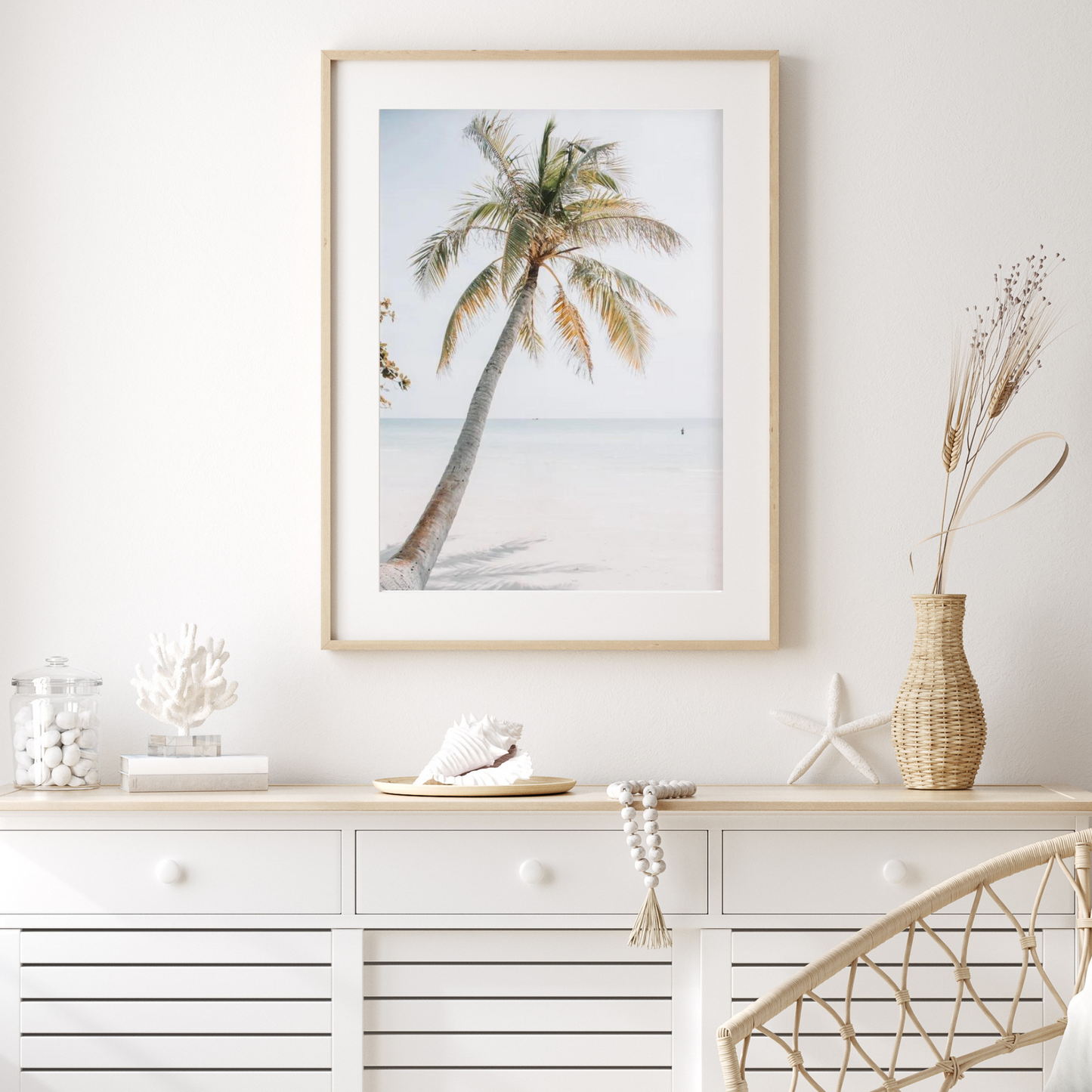 Palm Tree on White Sand Photographic Print