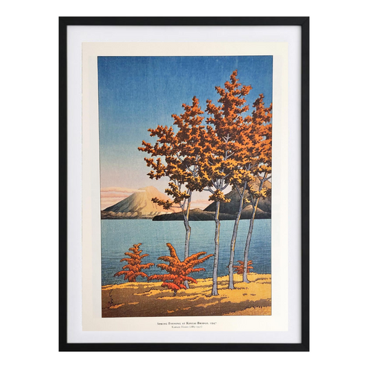 Spring Evening at Kintai Bridge 1947 - Framed Kawase Hasui Wood Block Print
