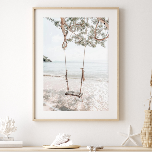 Tree Swing On Tropical Island Beach Photographic Print